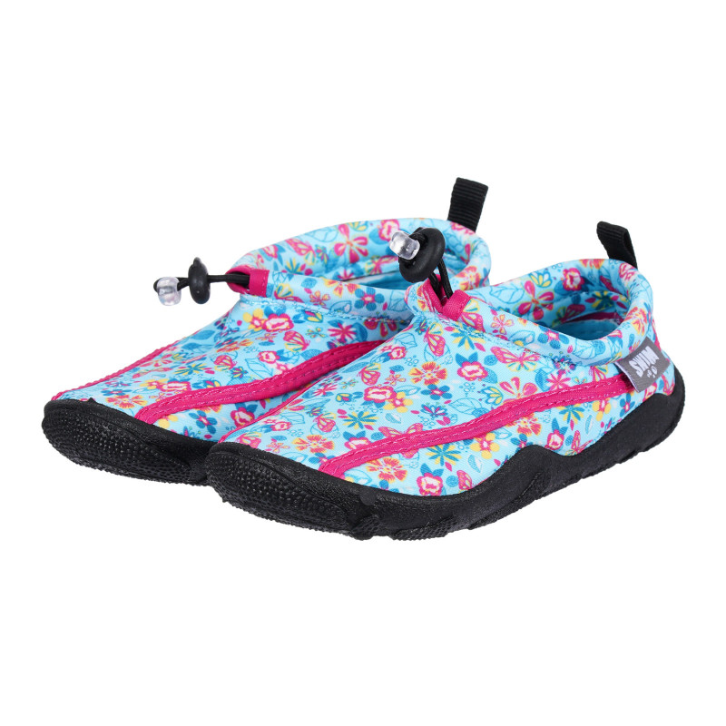 Παπούτσια θαλάσσης με floral print και ροζ λεπτομέρειες, μπλε  284455