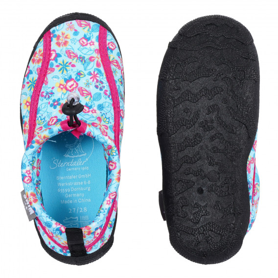 Παπούτσια θαλάσσης με floral print και ροζ λεπτομέρειες, μπλε Sterntaler 284457 3