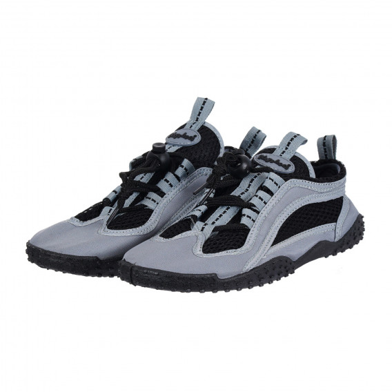 Παπούτσια θαλάσσης, με ελαστικά κορδόνια και μαύρες λεπτομέρειες, γκρι Playshoes 284522 