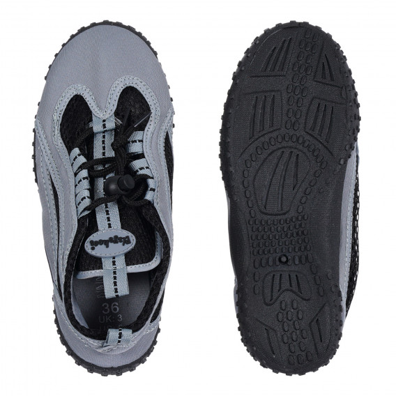 Παπούτσια θαλάσσης, με ελαστικά κορδόνια και μαύρες λεπτομέρειες, γκρι Playshoes 284524 3