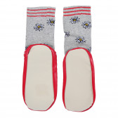 Παντόφλες κάλτσες με κόκκινες πινελιές, γκρι Playshoes 284538 2