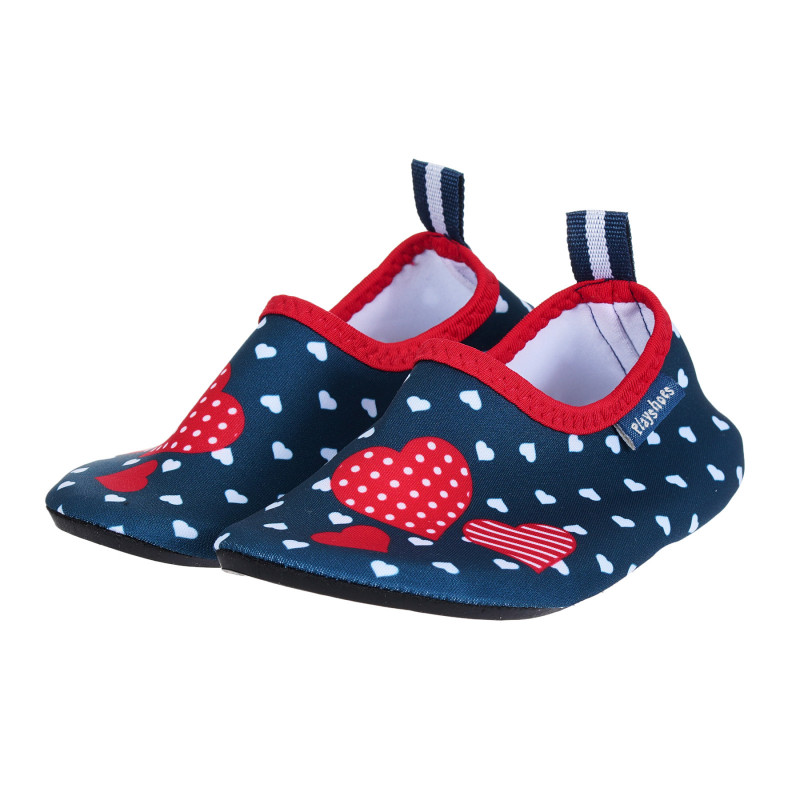 Παπούτσια θαλάσσης, με στάμπα καρδιές και κόκκινες λεπτομέρειες, σκούρο μπλε  284567