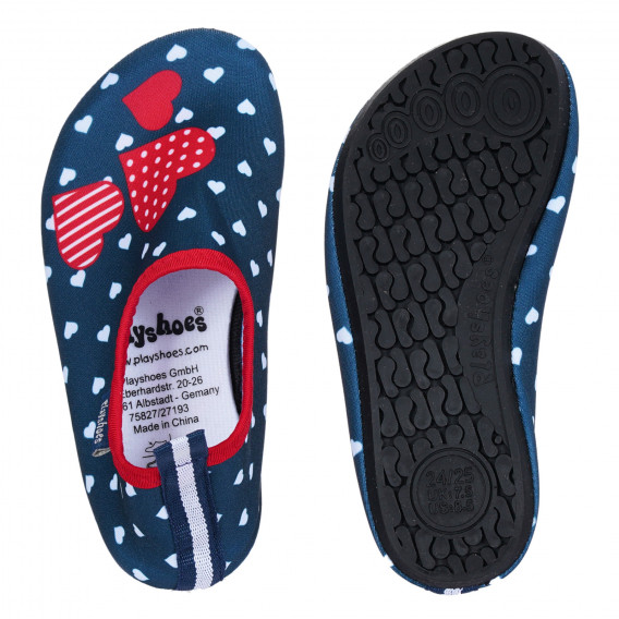 Παπούτσια θαλάσσης, με στάμπα καρδιές και κόκκινες λεπτομέρειες, σκούρο μπλε Playshoes 284569 3