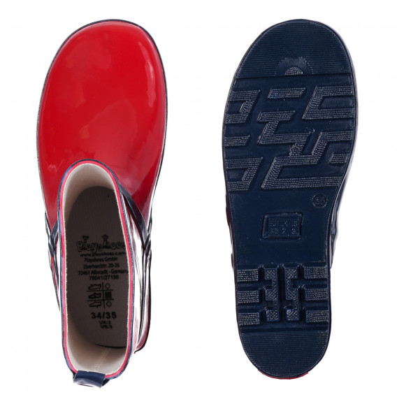Λαστιχένιες μπότες με μπλε λεπτομέρειες, κόκκινες Playshoes 284581 3