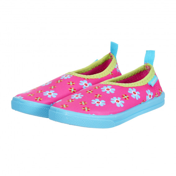 Παπούτσια θαλάσσης με floral print και μπλε λεπτομέρειες, ροζ Playshoes 284585 
