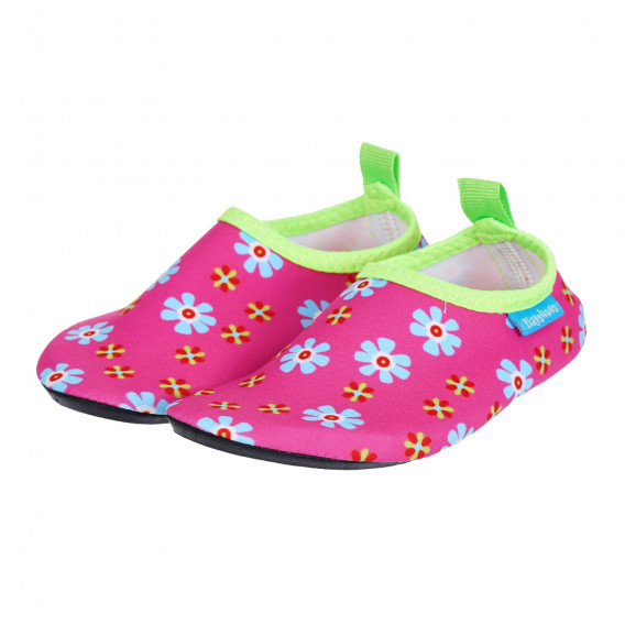 Παπούτσια θαλάσσης με floral print και πράσινες λεπτομέρειες, ροζ Playshoes 284714 