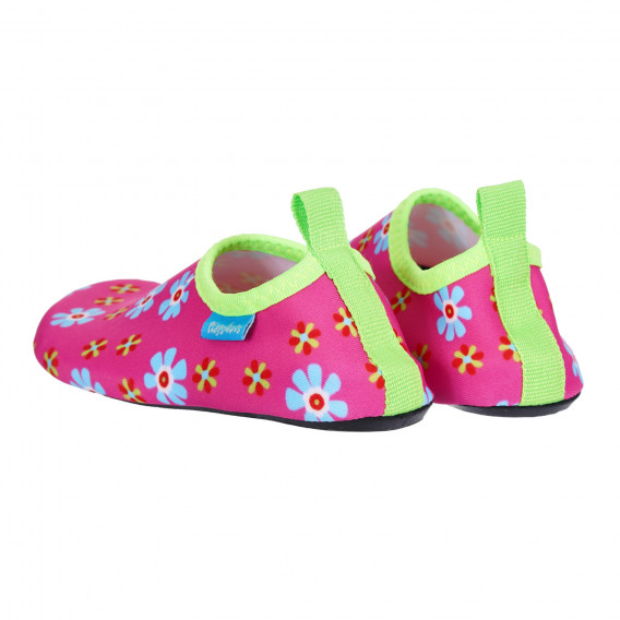 Παπούτσια θαλάσσης με floral print και πράσινες λεπτομέρειες, ροζ Playshoes 284715 2