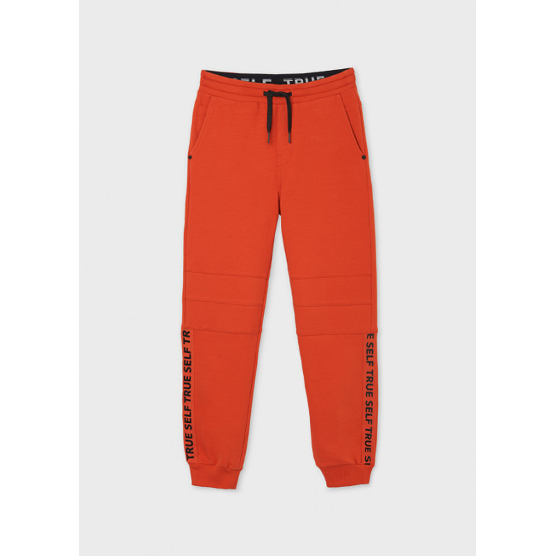 Αθλητικό παντελόνι με γράμματα στο μπατζάκι, πορτοκαλί  284999