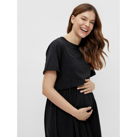 Φόρεμα για έγκυες, από οργανικό βαμβάκι, μαύρο Mamalicious 285064 4