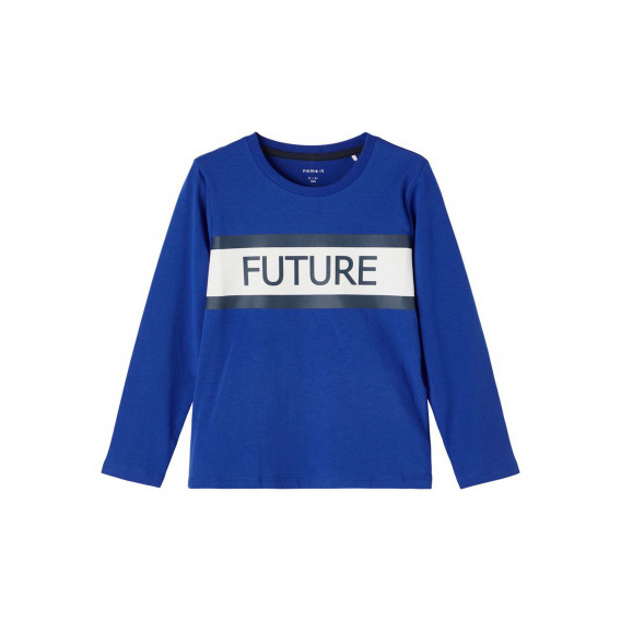Μακρυμάνικη μπλούζα Future, με οργανικό βαμβάκι, μπλε Name it 285169 