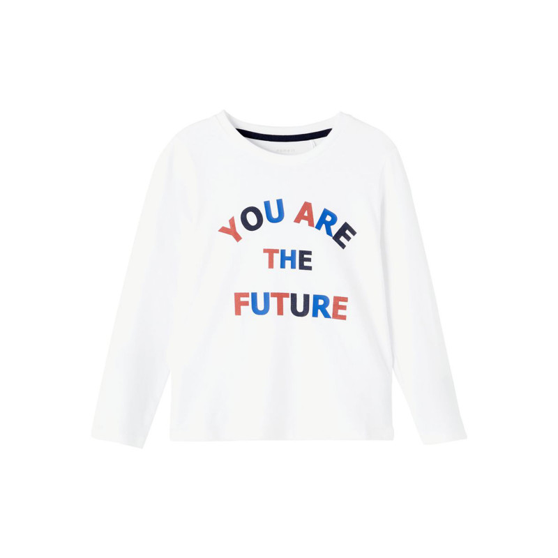 Μπλούζα με μακριά μανίκια, από οργανικό βαμβάκι, You are the future, λευκή  285172
