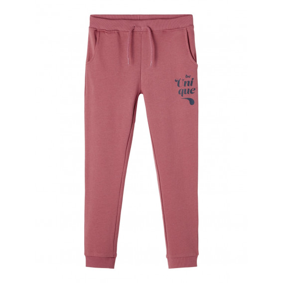 Βαμβακερό αθλητικό παντελόνι από οργανικό βαμβάκι, Be unique, σε ροζ χρώμα Name it 285275 