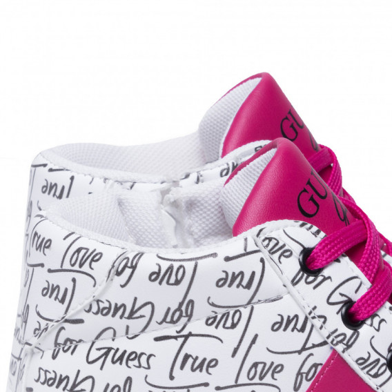 Sneakers True love, με ροζ λεπτομέρειες, λευκά Guess 285467 6
