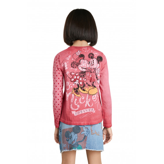 Μπλούζα με μακριά μανίκια, Mickey and Minnie Mouse, ροζ DESIGUAL 285496 3