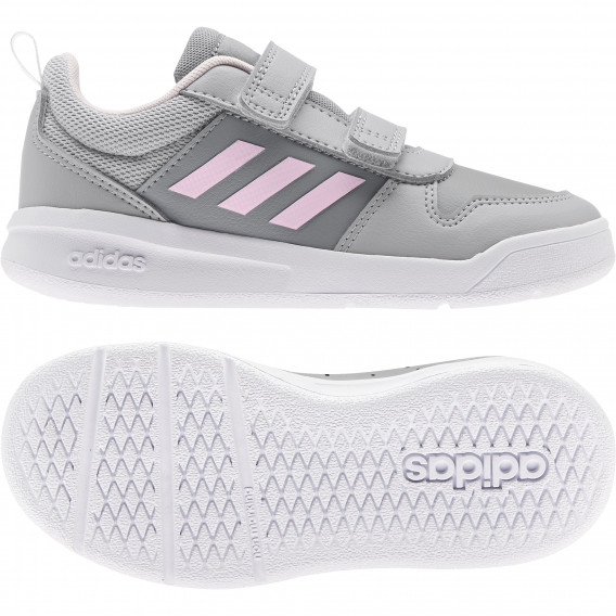 Γκρι αθλητικά παπούτσια Adidas Tensaur C με ροζ λεπτομέρειες Adidas 286645 