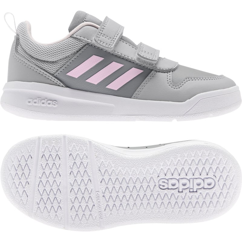 Γκρι αθλητικά παπούτσια Adidas Tensaur C με ροζ λεπτομέρειες  286645