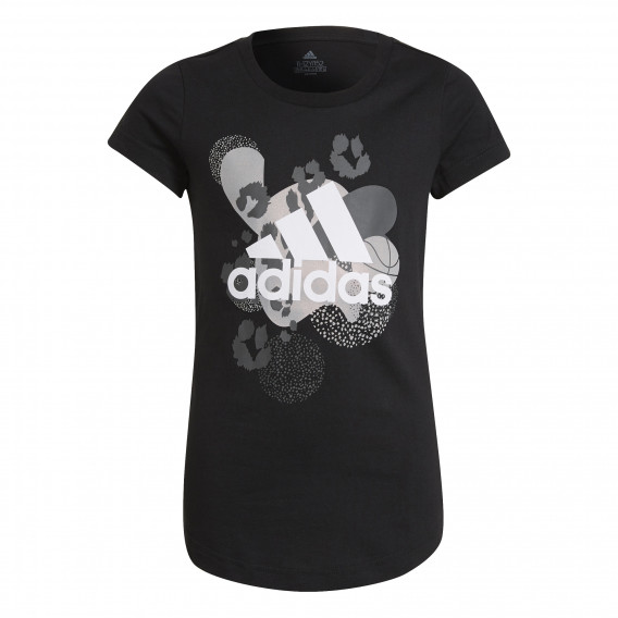 T-shirt Adidas, μαύρο για κορίτσια, με στάμπα Adidas 286800 
