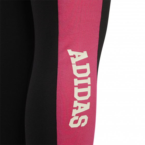 Μαύρο βαμβακερό κολάν Adidas με ροζ λεπτομέρειες Adidas 286820 2