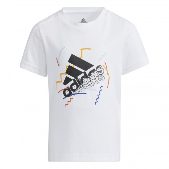 Βαμβακερό μπλουζάκι Adidas με στάμπα, λευκό για αγόρια Adidas 286846 