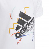 Βαμβακερό μπλουζάκι Adidas με στάμπα, λευκό για αγόρια Adidas 286847 2