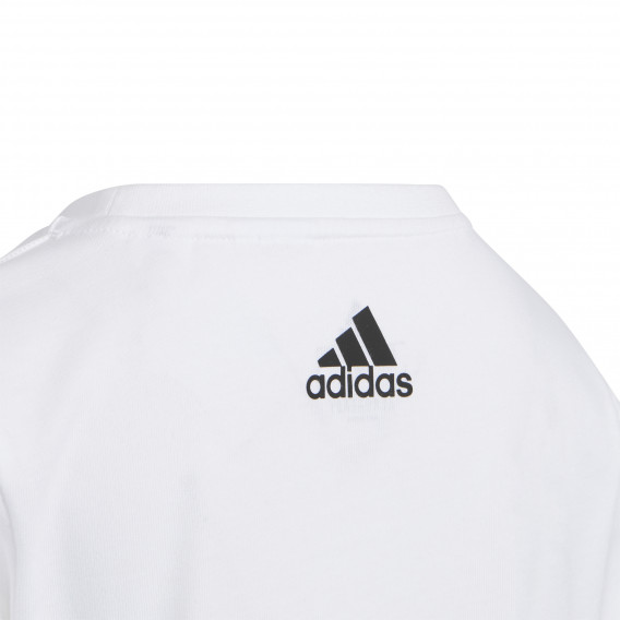 Βαμβακερό μπλουζάκι Adidas με στάμπα, λευκό για αγόρια Adidas 286848 3