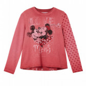 Μπλούζα με μακριά μανίκια, Mickey and Minnie Mouse, ροζ DESIGUAL 287534 