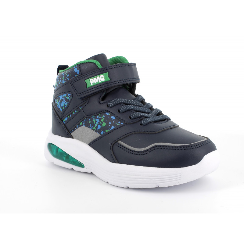 Αθλητικά παπούτσια με πράσινες λεπτομέρειες, σε σκούρο μπλε χρώμα  287551