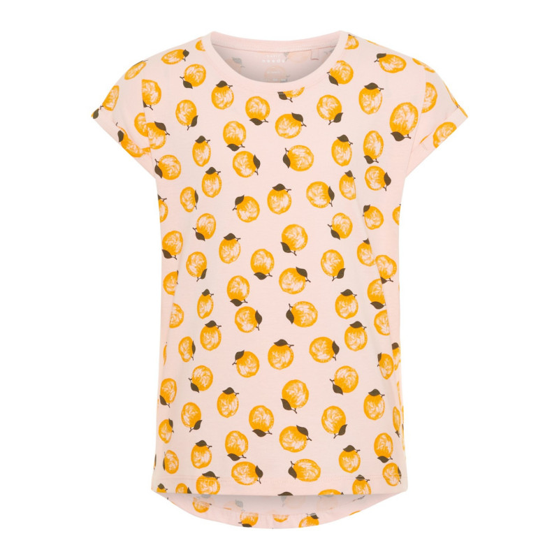 Βαμβακερή μπλούζα με κοντά μανίκια και φρουτώδες κίτρινο σχέδιο για κορίτσι  28820