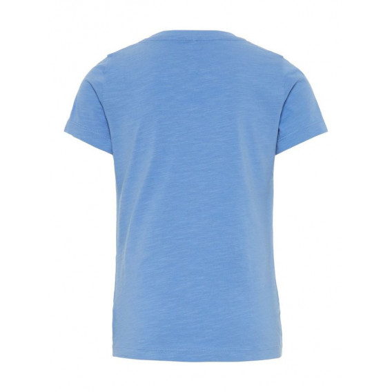 Μπλε μπλουζάκι από οργανικό βαμβάκι με απλικέ με στρασάκια για κορίτσι Name it 28896 2