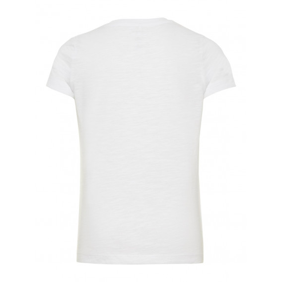 Λευκό βαμβακερό μπλουζάκι από οργανικό βαμβάκι με απλικέ bling για ένα κορίτσι Name it 28899 2