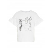 Κοντομάνικη βαμβακερή μπλούζα με ασπρόμαυρη σταμπα για κορίτσι Name it 28904 