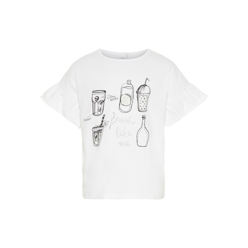 Κοντομάνικη βαμβακερή μπλούζα με ασπρόμαυρη σταμπα για κορίτσι  28904