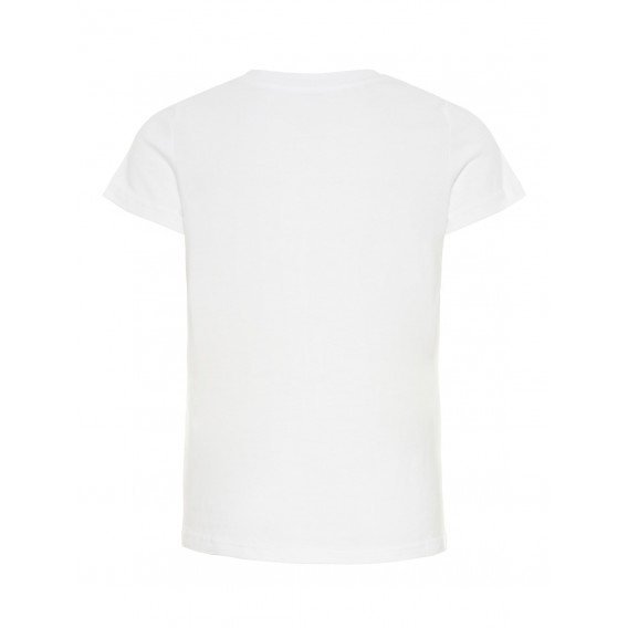 Λευκή βαμβακερή μπλούζα με κοντά μανίκια και HEY επιγραφή για κορίτσι Name it 28961 2
