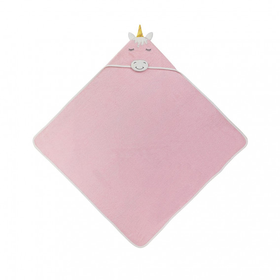 Βρεφική πετσέτα μπάνιου 100 x 100 cm σε ροζ χρώμα με σχέδιο Μονόκερος Inter Baby 289771 2