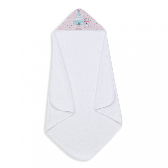 Βρεφική πετσέτα μπάνιου TIPI OSO σετ με φωτιστικό Αστεράκι, 100 x 100 cm, λευκό και ροζ Inter Baby 289789 2