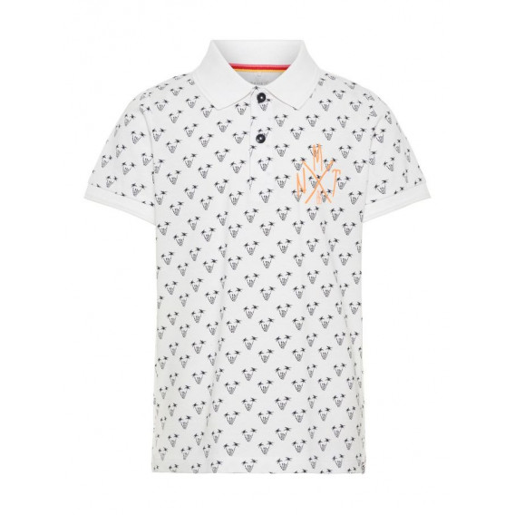 Μπλουζάκι από οργανικό βαμβάκι με γιακά σε λευκό χρώμα για αγόρι Name it 28987 
