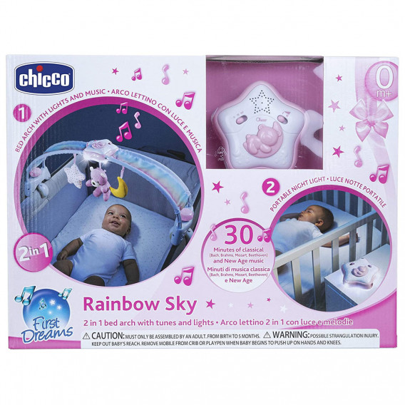 Διακοσμητικό παιδικού κρεβατιού με μουσική και παιχνίδια Rainbow, ροζ Chicco 289919 3