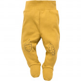 Βαμβακερό κίτρινο βρεφικό παντελόνι με κλειστό πόδι και κέντημα Pinokio 291174 
