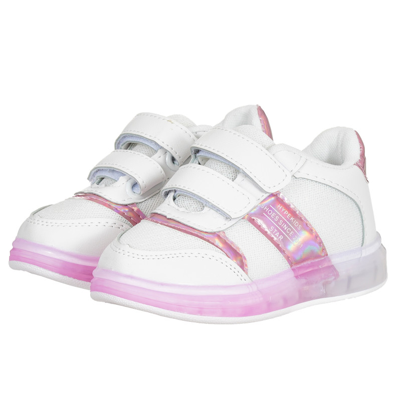 Λευκά αθλητικά παπούτσια Star με ροζ λεπτομέρειες  291299