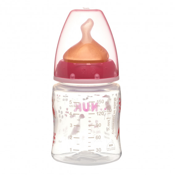 First Choice μπουκάλι πολυπροπυλενίου σε ροζ χρώμα με πιπίλα μέσης ροής για ηλικία 0-6 μηνών, 150 ml. NUK 291330 3