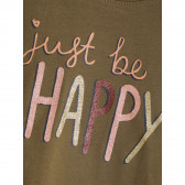 NAME IT μπλουζάκι από πράσινο βιολογικό βαμβάκι με στάμπα «Just be happy», για κορίτσια Name it 291963 3