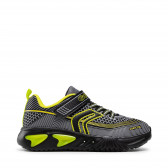 Μαύρα αθλητικά παπούτσια με κίτρινες λεπτομέρειες και φωτάκια Geox 292131 2