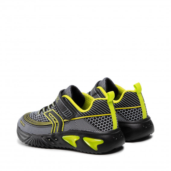 Μαύρα αθλητικά παπούτσια με κίτρινες λεπτομέρειες και φωτάκια Geox 292132 3