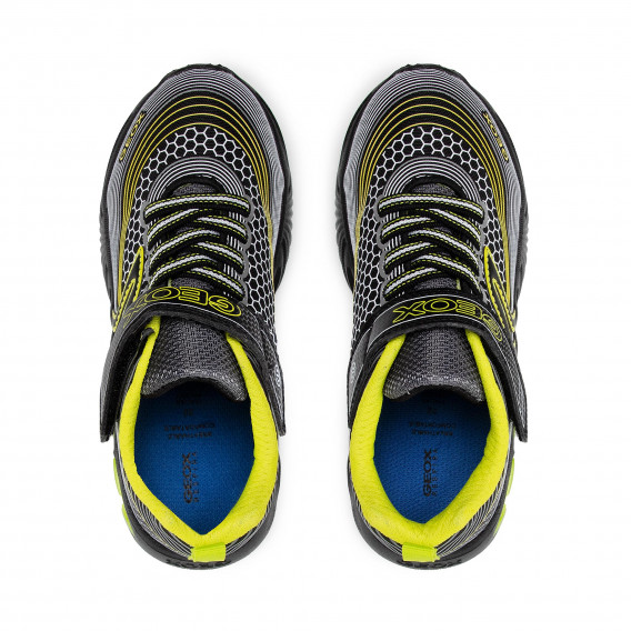 Μαύρα αθλητικά παπούτσια με κίτρινες λεπτομέρειες και φωτάκια Geox 292135 5