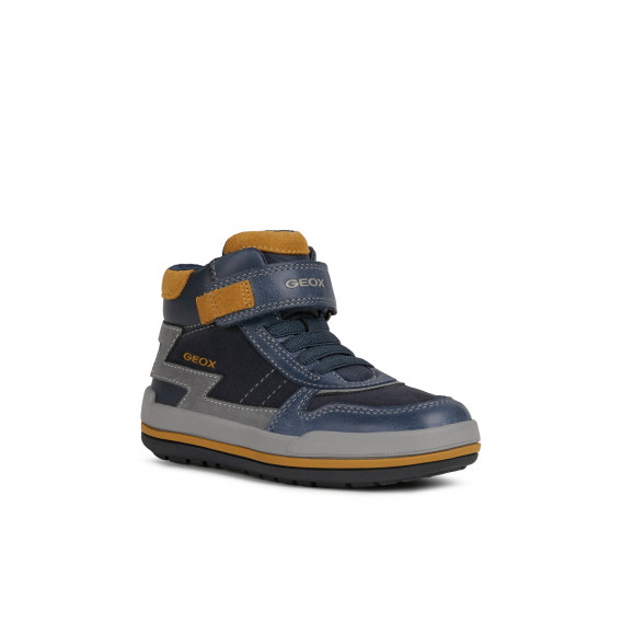 Ψηλά αθλητικά παπούτσια Geox με καφέ λεπτομέρειες, σε σκούρο μπλε χρώμα Geox 292151 2