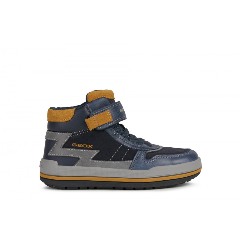 Ψηλά αθλητικά παπούτσια Geox με καφέ λεπτομέρειες, σε σκούρο μπλε χρώμα  292152