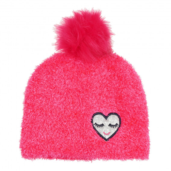 Βελουτέ καπέλο με απλικέ καρδιά, ροζ Cool club 292351 