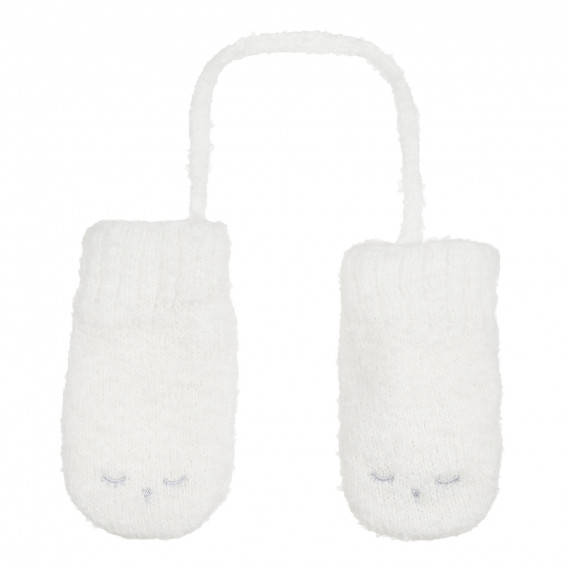 Χειμερινά γάντια με ένα δάχτυλο και απλικέ, σε λευκό χρώμα Cool club 292518 