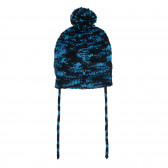 Πλεκτό καπέλο με pompom και κορδόνια, μπλε. Cool club 292525 