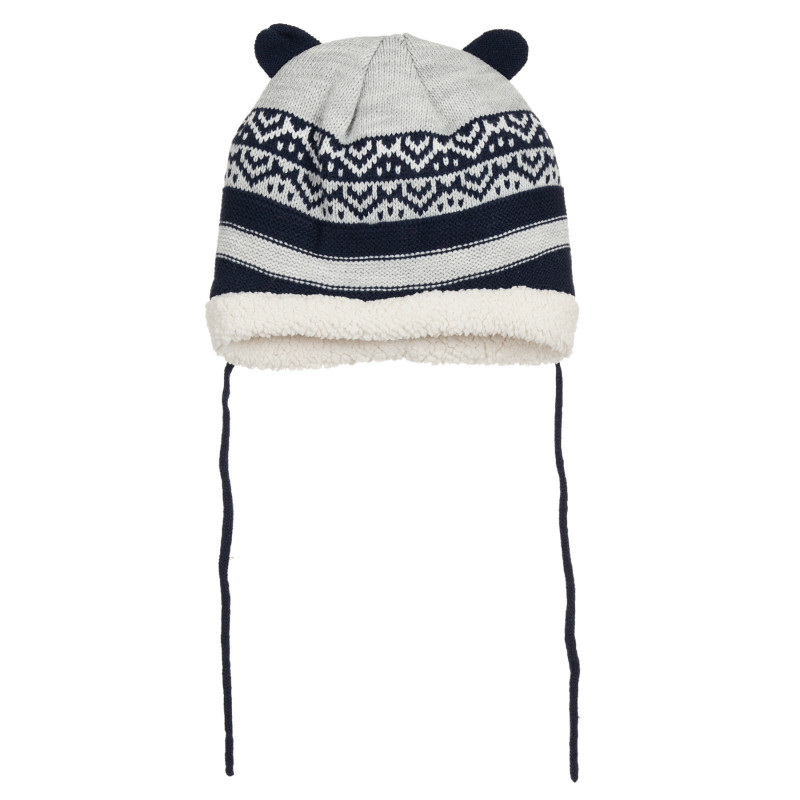 Πλεκτό χειμωνιάτικο καπέλο με χνουδωτό ύφασμα και σχέδια, γκρι  292529